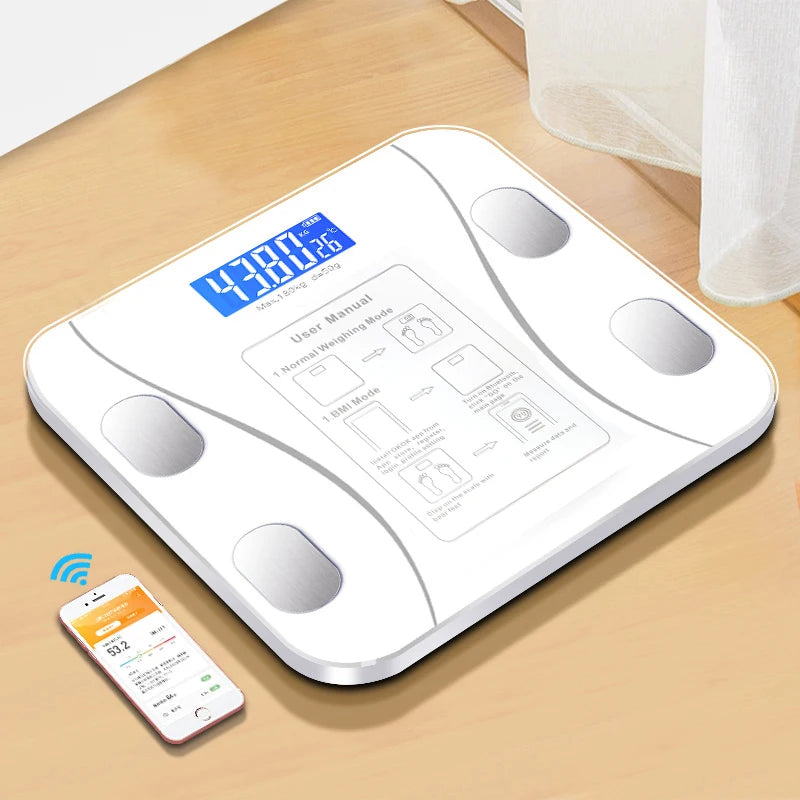 Balança Digital Corporal Smart branca da Urbanno sincroniza com aplicativo