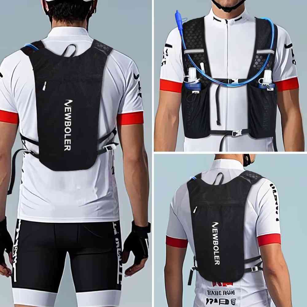 Colete de Hidratação NEWBOLER 1.5L + 2x250ml Ultraleve para Corrida e Ciclismo Preto da loja urbanno 0002