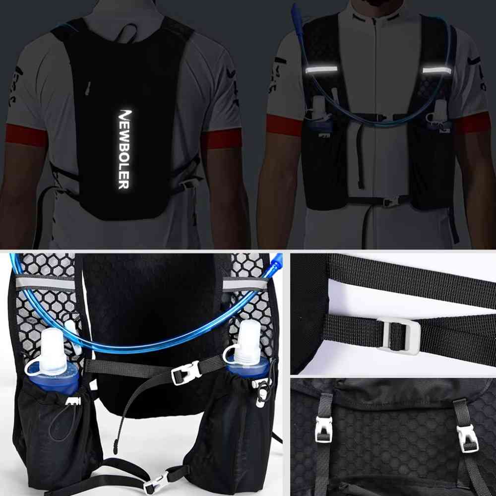 Colete de Hidratação NEWBOLER 1.5L + 2x250ml Ultraleve para Corrida e Ciclismo Preto da loja urbanno 0006