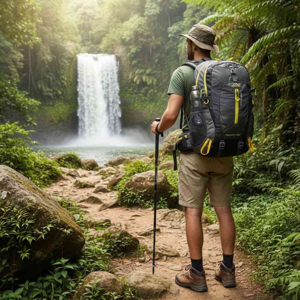 Mochila 40L Leve Impermeável para Trekking Camping e Aventura Cinza da loja urbanno - 0002