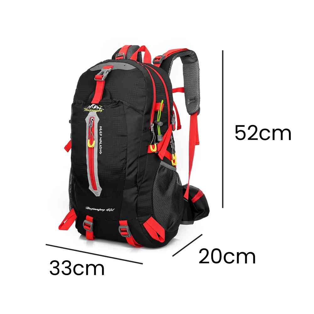 Mochila 40L Leve Impermeável para Trekking Camping e Aventura Preta e Vermelha da loja urbanno 0005
