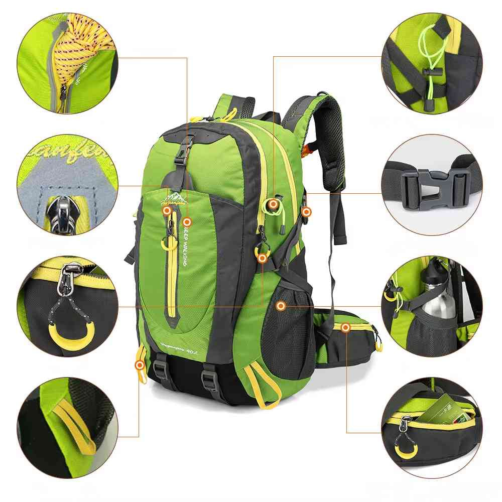 Mochila 40L Leve Impermeável para Trekking Camping e Aventura Verde da loja urbanno 0003