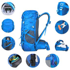 Mochila Camping 50 a 70L Impermeável e Capa de Chuva Azul da loja urbanno 0003