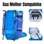 Mochila Camping 50 a 70L Impermeável e Capa de Chuva Azul da loja urbanno 0005