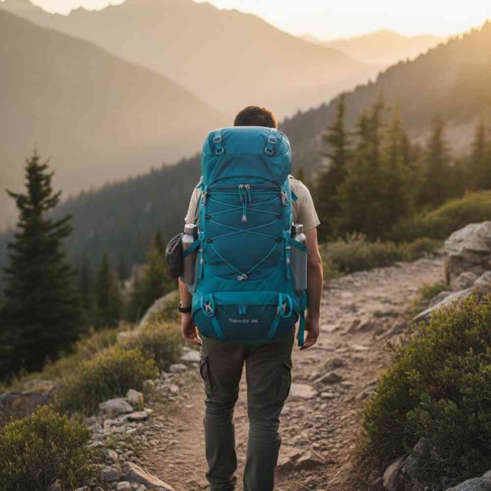 Mochila Camping 50 a 70L Impermeável e Capa de Chuva Verde Água da loja urbanno 0002