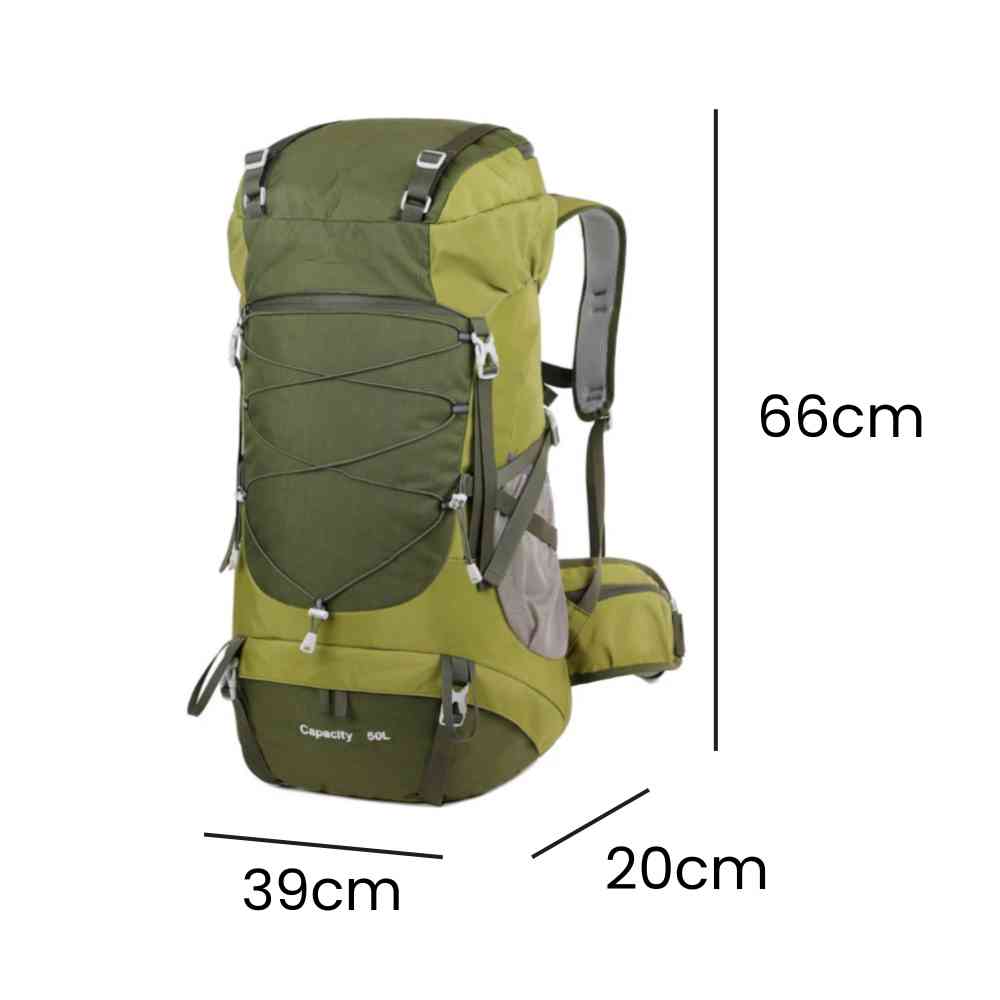 Mochila Camping 50 a 70L Impermeável e Capa de Chuva Verde Militar da loja urbanno 0006