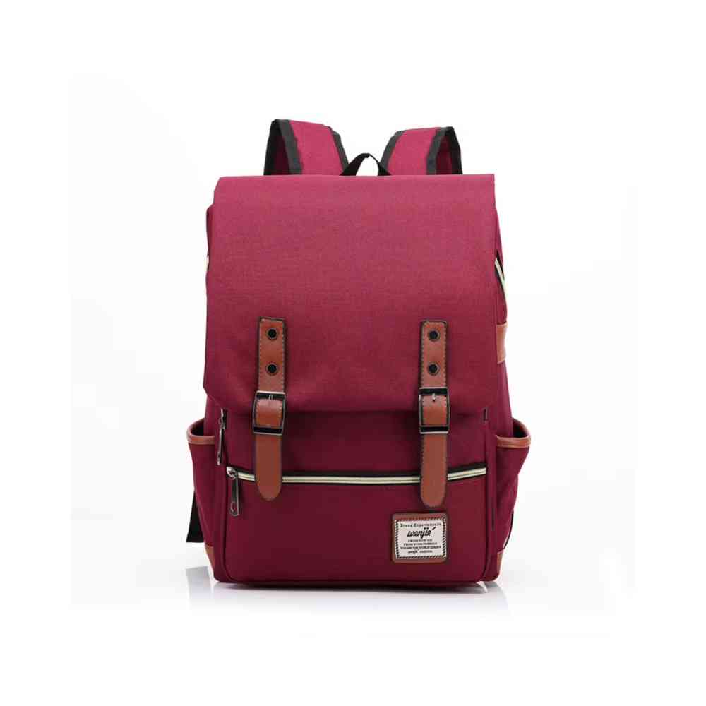 Mochila Feminina Viagem Notebook 16 Polegadas Vintage Lona Bordô da loja urbanno 00003