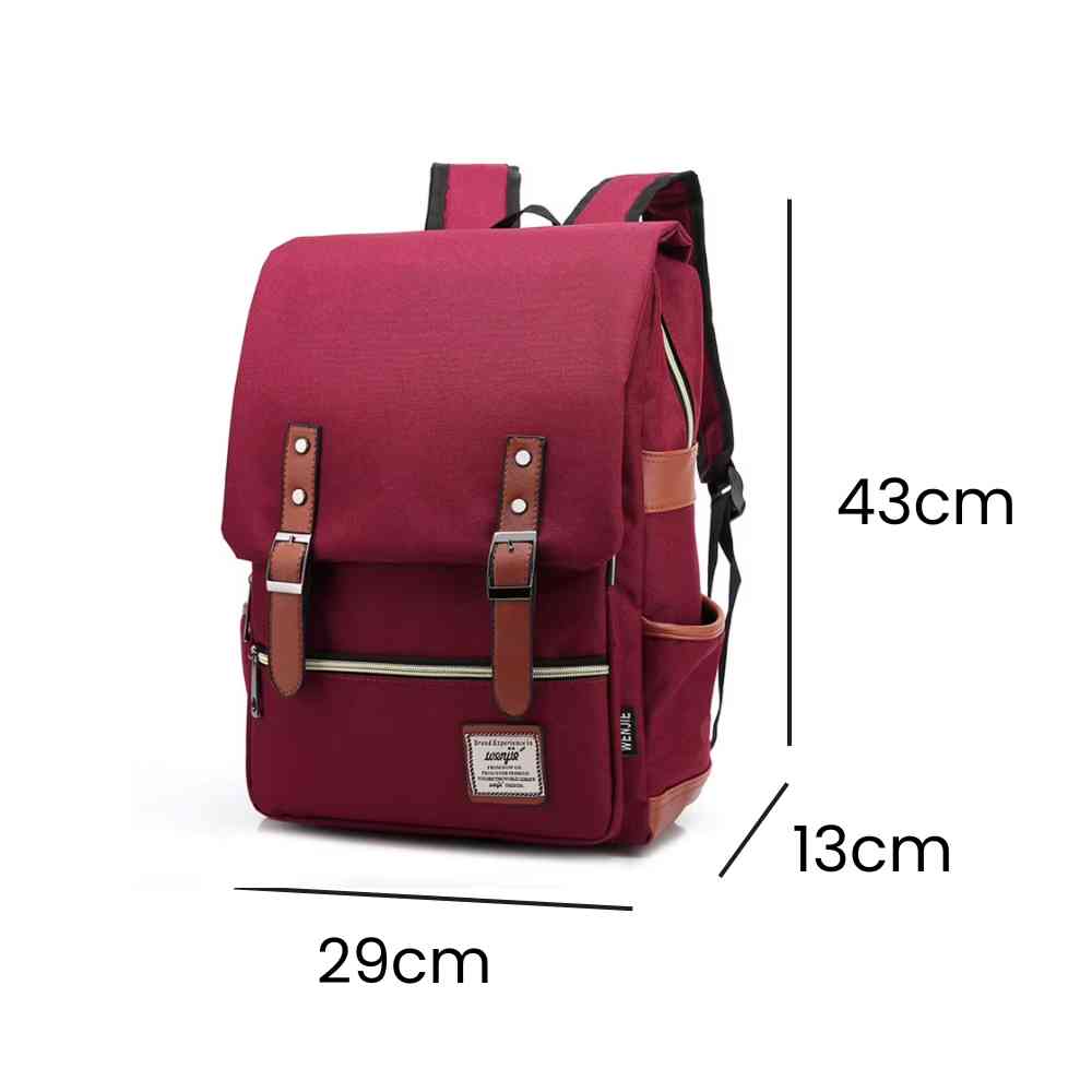 Mochila Feminina Viagem Notebook 16 Polegadas Vintage Lona Bordô da loja urbanno 00005