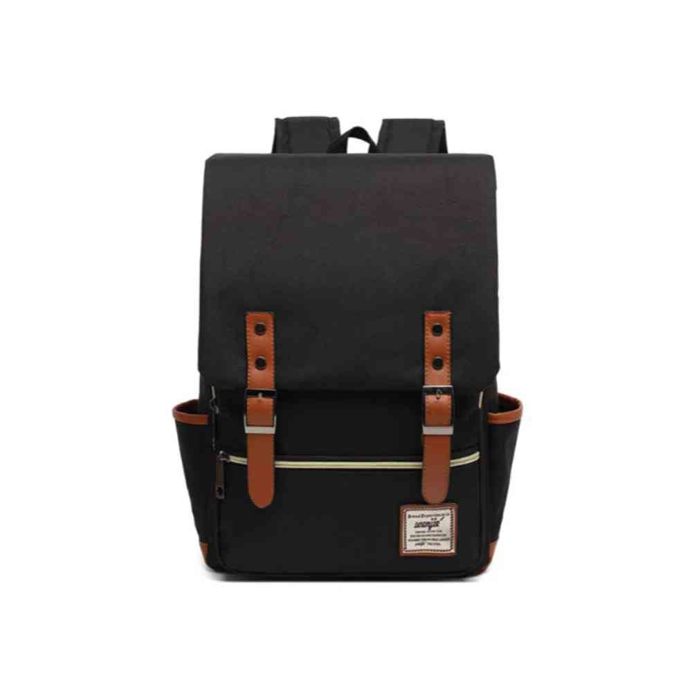 Mochila Feminina Viagem Notebook 16 Polegadas Vintage Lona Preta da loja urbanno 0001