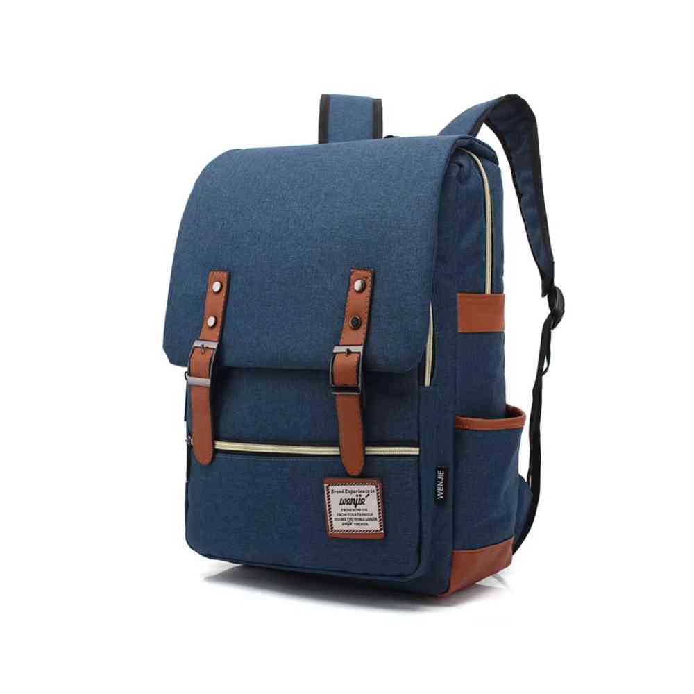 Mochila Feminina Viagem Notebook 16 Polegadas Vintage Lona Azul da loja urbanno 0003