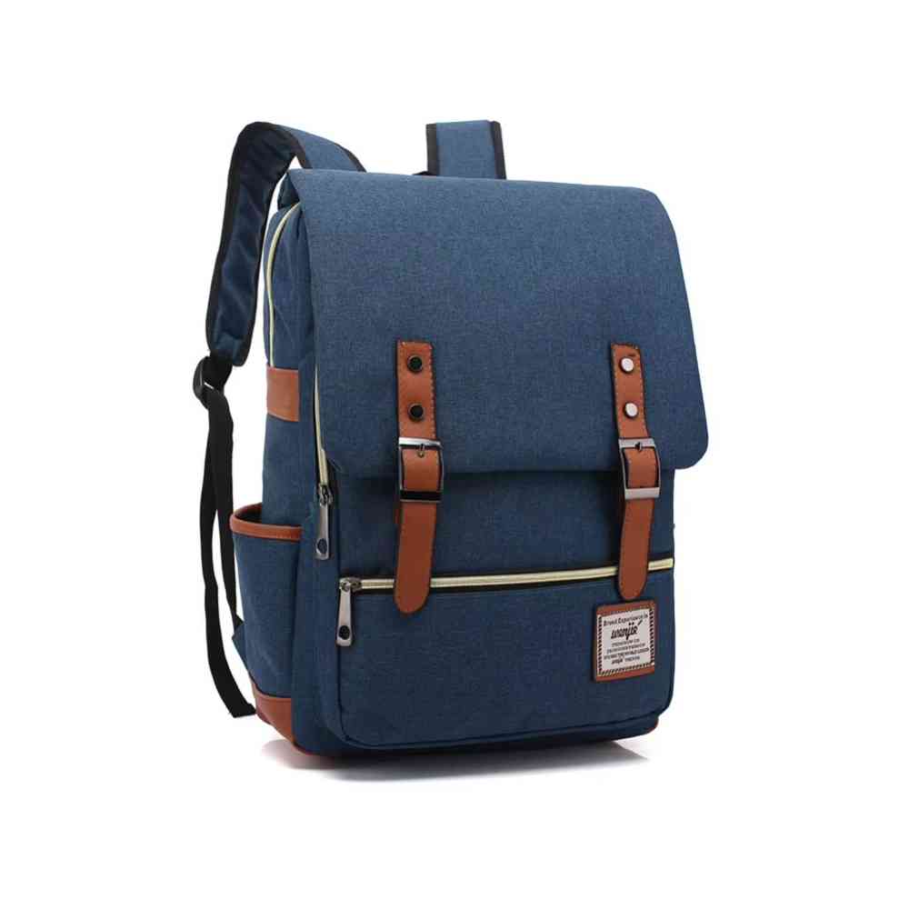 Mochila Feminina Viagem Notebook 16 Polegadas Vintage Lona Azul da loja urbanno 0004