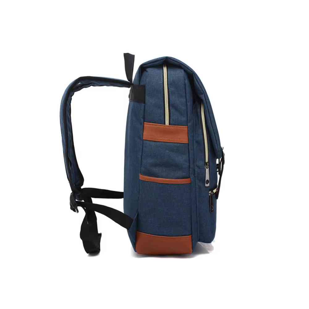 Mochila Feminina Viagem Notebook 16 Polegadas Vintage Lona Azul da loja urbanno 0005