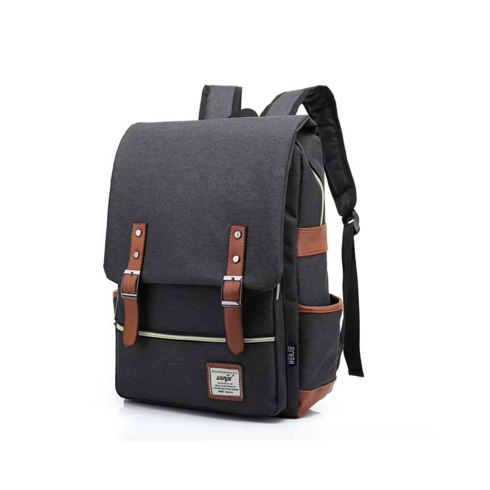 Mochila Feminina Viagem Notebook 16 Polegadas Vintage Lona Cinza da loja urbanno 0004