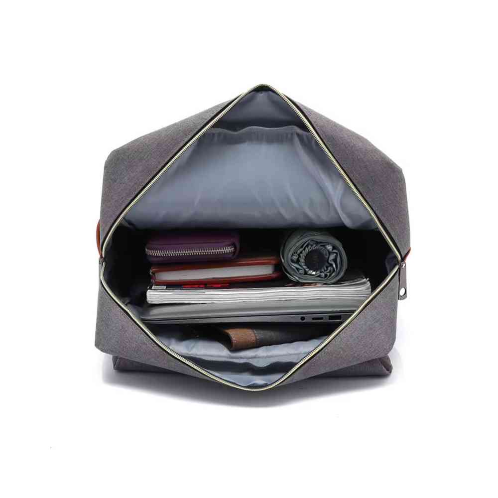 Mochila Feminina Viagem Notebook 16 Polegadas Vintage Lona Cinza da loja urbanno 0005