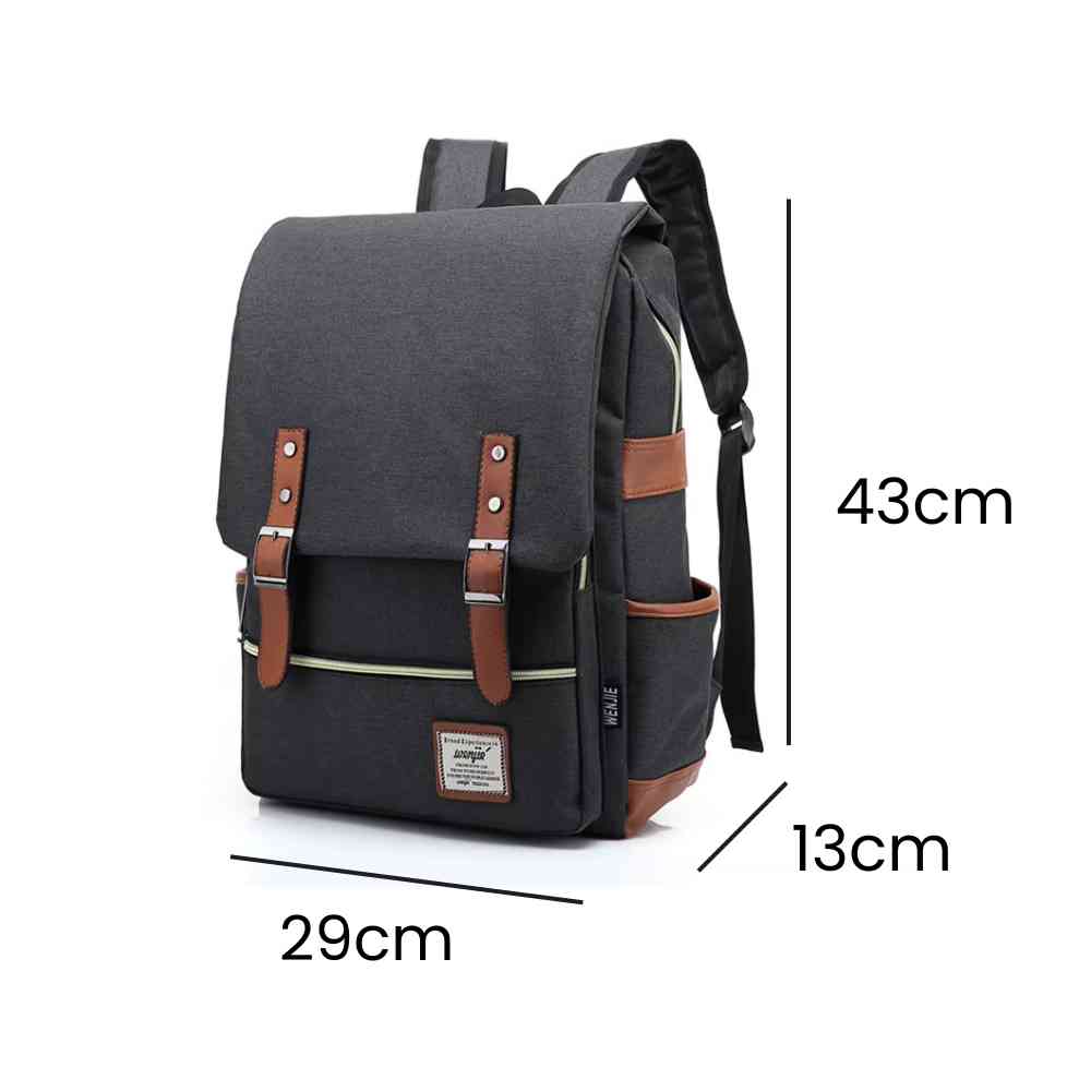 Mochila Feminina Viagem Notebook 16 Polegadas Vintage Lona Cinza da loja urbanno 0006