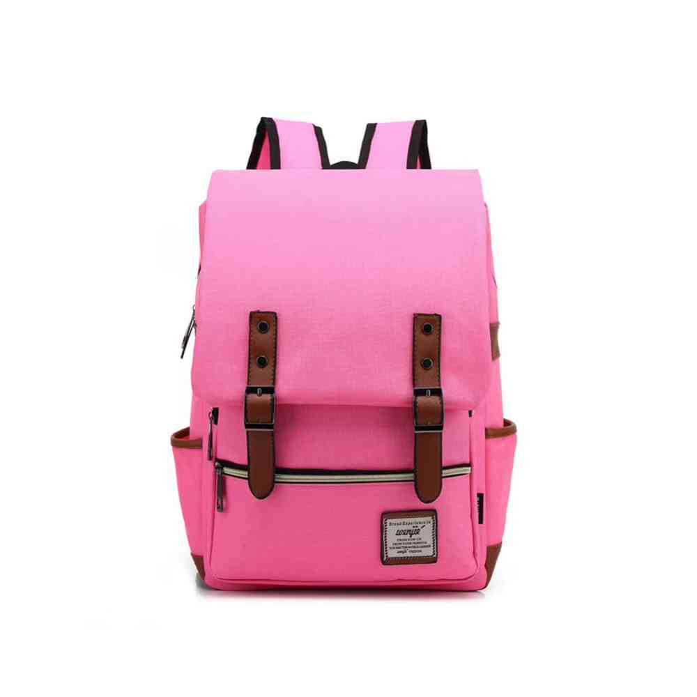 Mochila Feminina Viagem Notebook 16 Polegadas Vintage Lona Rosa da lojaa urbanno 0001