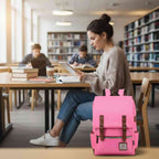 Mochila Feminina Viagem Notebook 16 Polegadas Vintage Lona Rosa da lojaa urbanno 0002