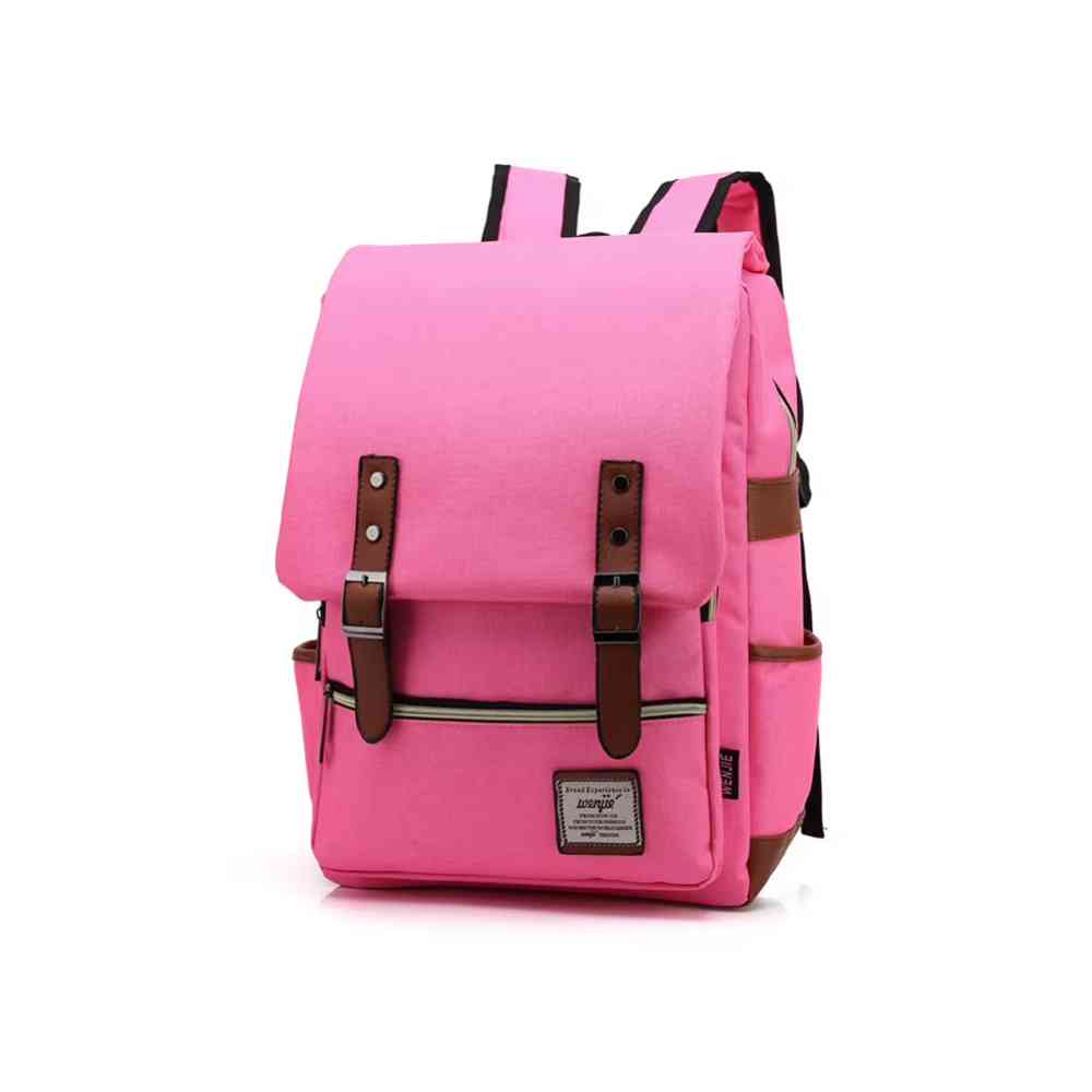Mochila Feminina Viagem Notebook 16 Polegadas Vintage Lona Rosa da lojaa urbanno 0003