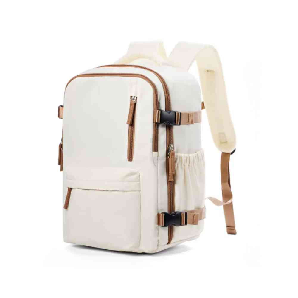 Mochila Feminina de Viagem Notebook 15.6" Impermeável Executiva Bege da loja urbanno 0001