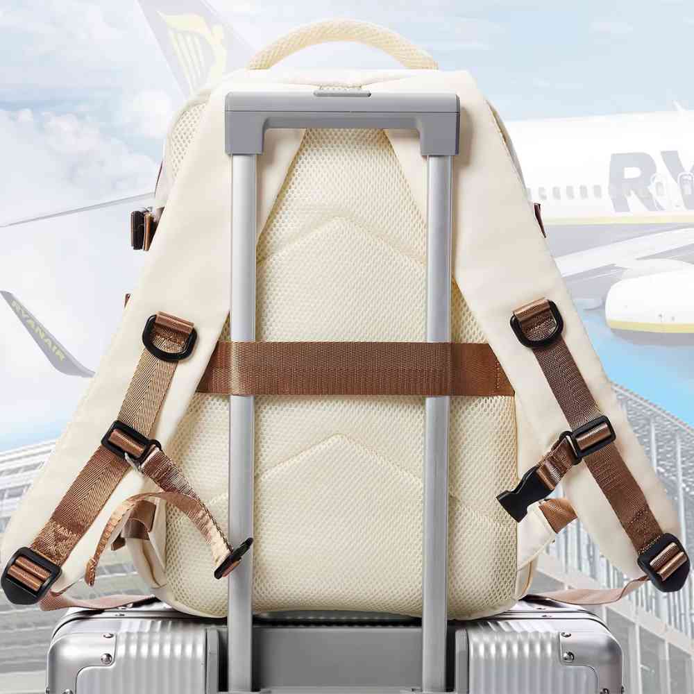 Mochila Feminina de Viagem Notebook 15.6" Impermeável Executiva Bege da loja urbanno 0003