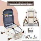 Mochila Feminina de Viagem Notebook 15.6" Impermeável Executiva Bege da loja urbanno 0005