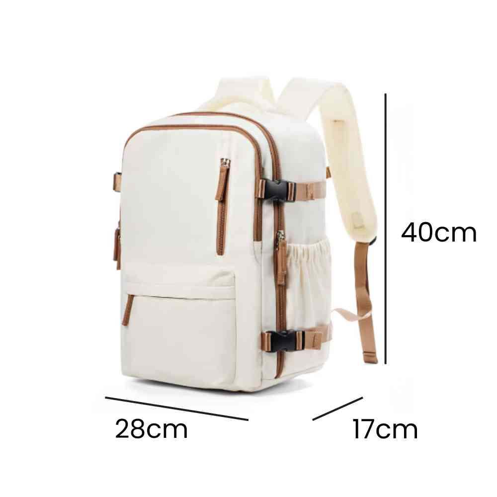 Mochila Feminina de Viagem Notebook 15.6" Impermeável Executiva Bege da loja urbanno 0007