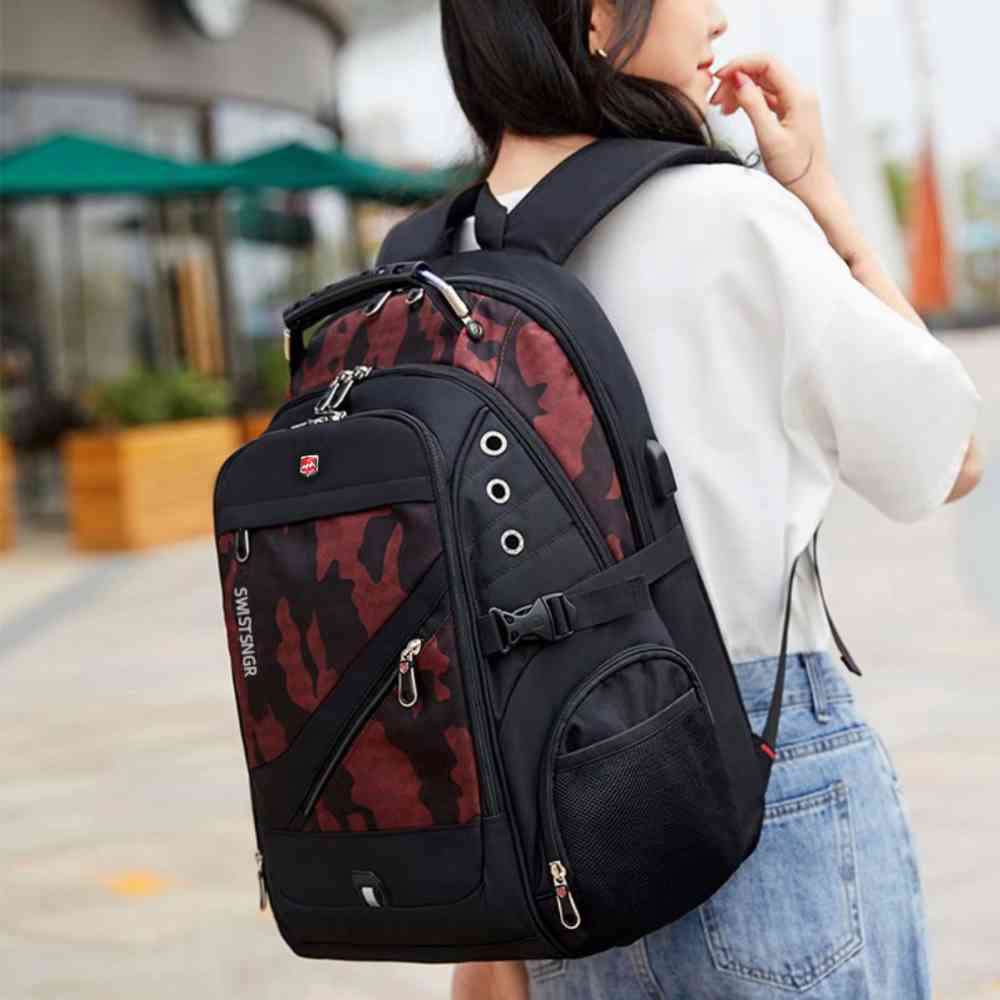 Mochila Notebook 17" Viagem Antifurto Impermeável Vermelho Camuflado da loja urbanno - 0002