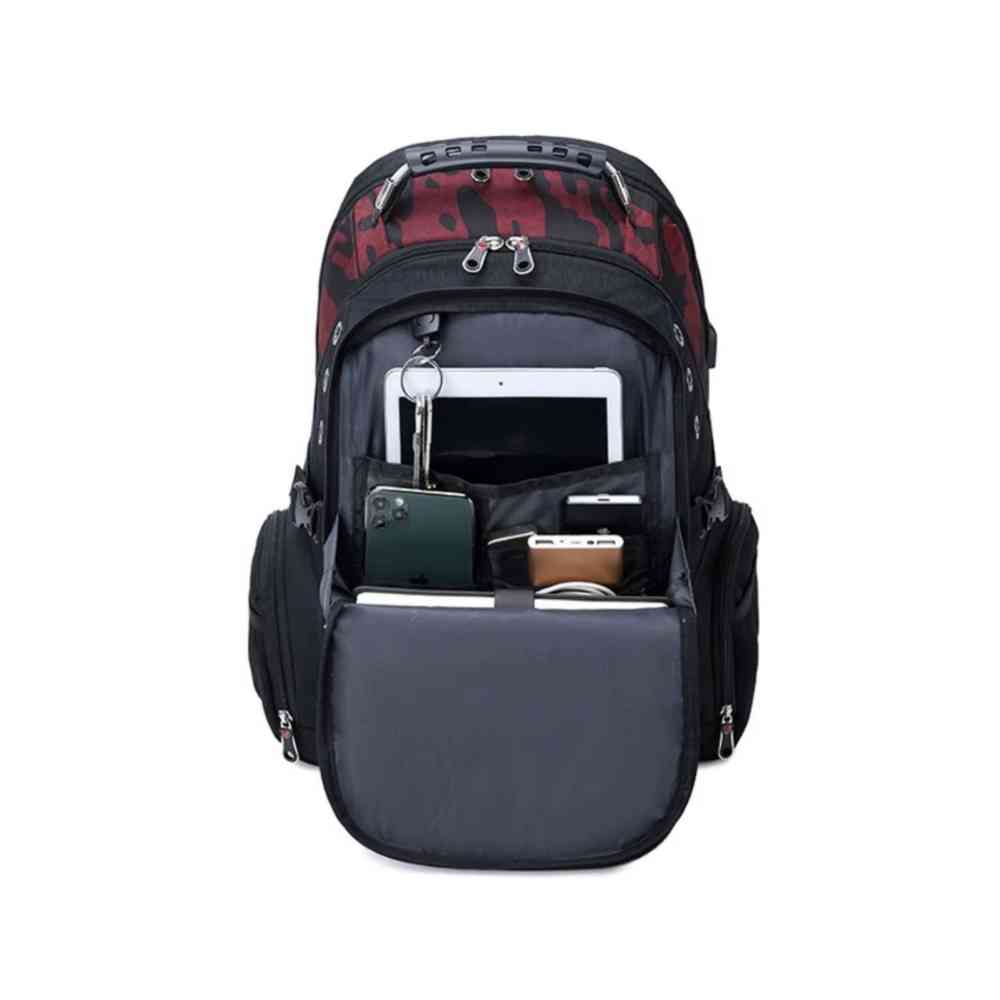 Mochila Notebook 17" Viagem Antifurto Impermeável Vermelho Camuflado da loja urbanno - 0006