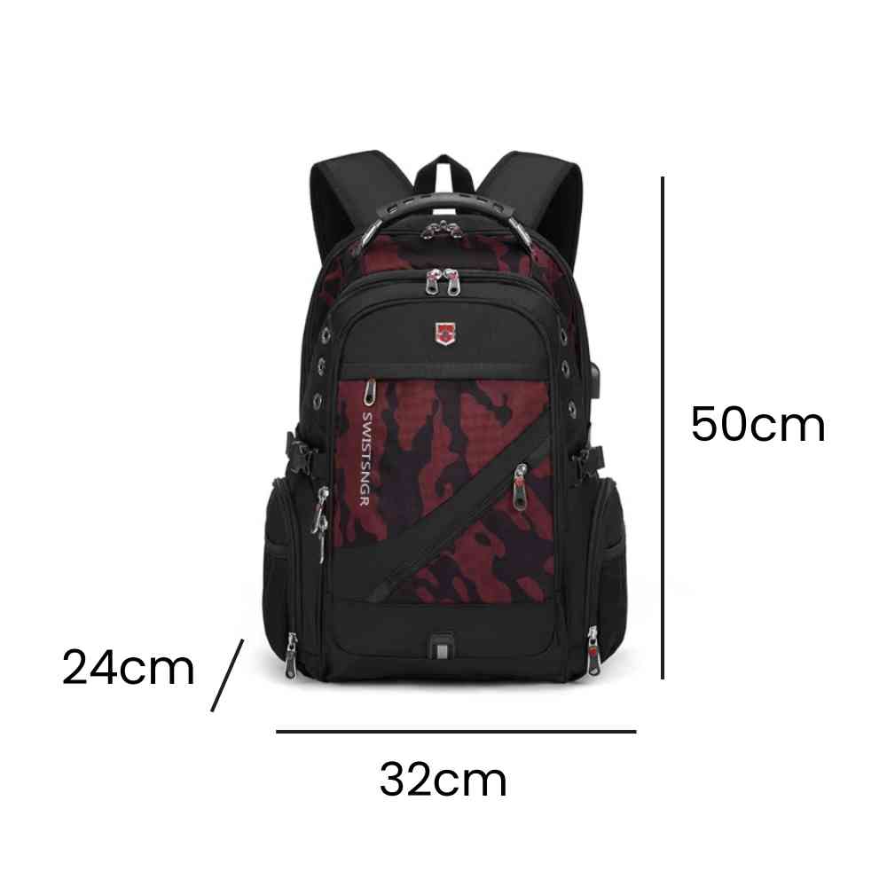 Mochila Notebook 17" Viagem Antifurto Impermeável Vermelho Camuflado da loja urbanno - 0007