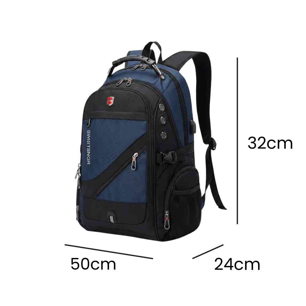 Mochila Notebook 17" Viagem Antifurto Impermeável Azul da loja urbanno 0008