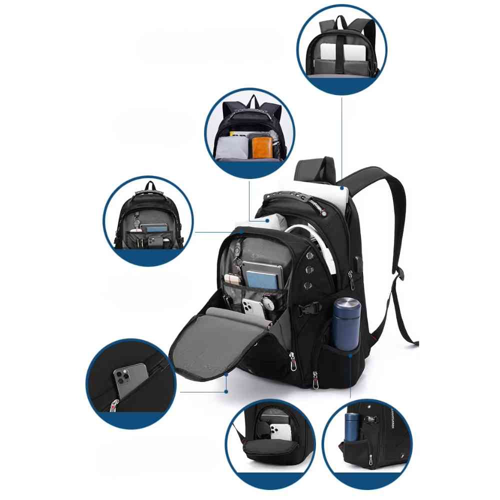 Mochila Notebook 17" Viagem Antifurto Impermeável Cinza Camuflada da loja urbanno 0004