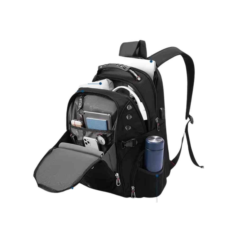 Mochila Notebook 20" Viagem Antifurto Impermeável Preta da loja urbanno 0007