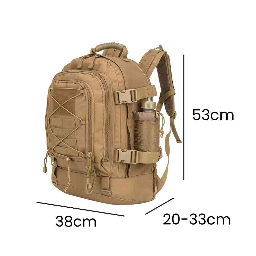 Mochila Tática Expansível 40 a 65L Militar Viagem Impermeável Khaki da loja urbanno 0007