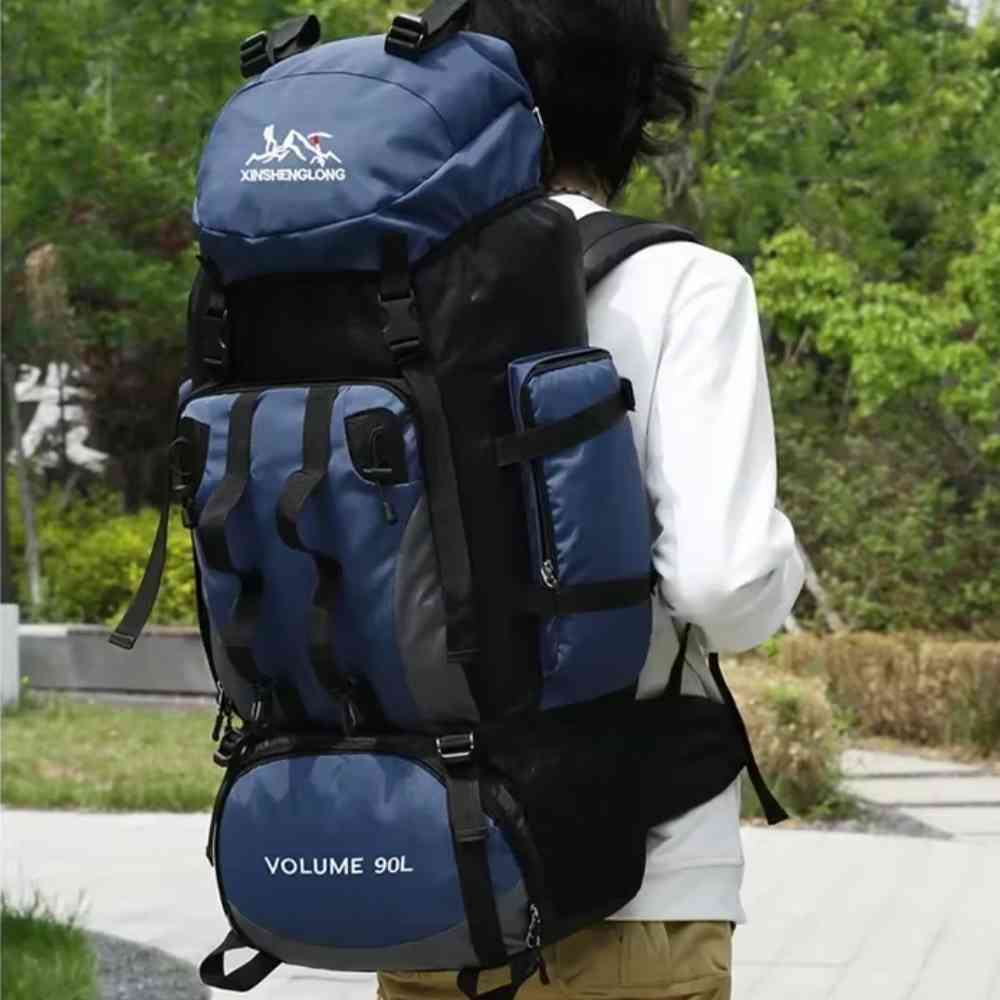 Mochila Viagem Cargueira 90L Aventureira Impermeável Azul Escuro da loja urbanno 0002
