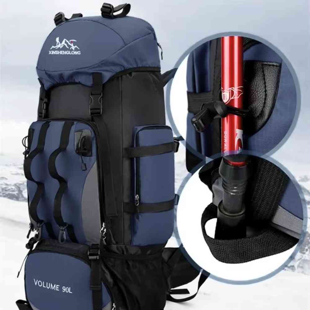 Mochila Viagem Cargueira 90L Aventureira Impermeável Azul Escuro da loja urbanno 0004
