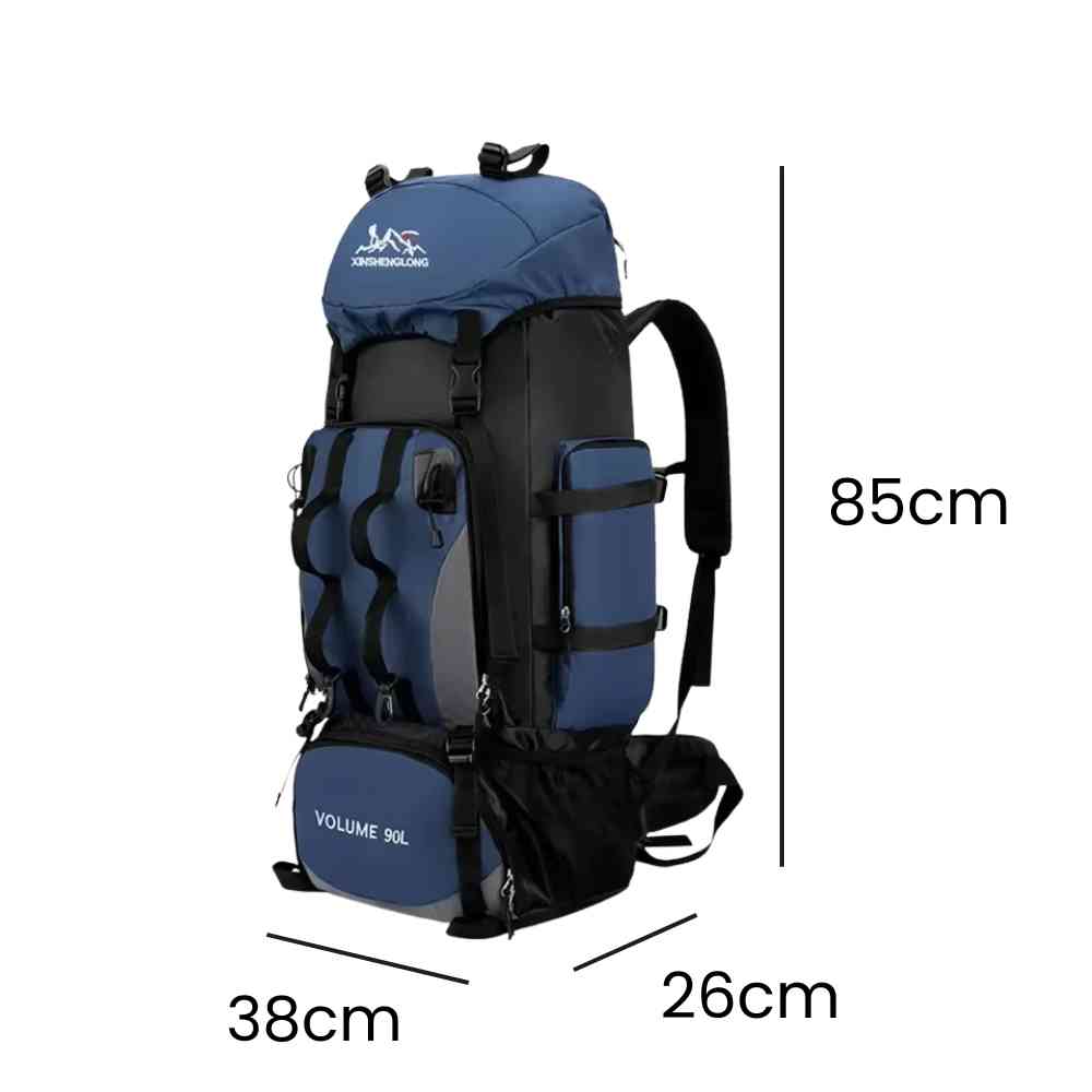 Mochila Viagem Cargueira 90L Aventureira Impermeável Azul Escuro da loja urbanno 0005