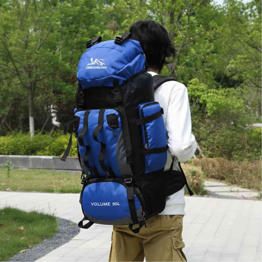 Mochila Viagem Cargueira 90L Aventureira Impermeável Azul da loja urbanno 0002