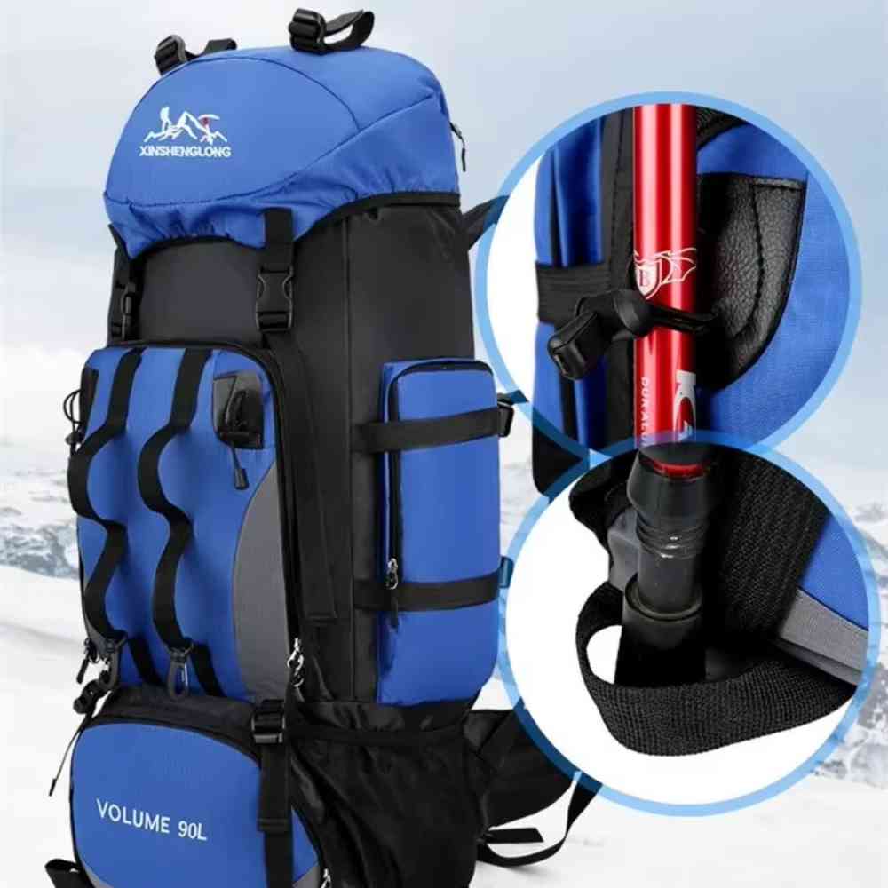 Mochila Viagem Cargueira 90L Aventureira Impermeável Azul da loja urbanno 0004