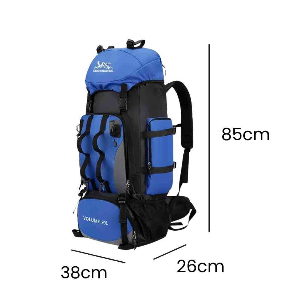 Mochila Viagem Cargueira 90L Aventureira Impermeável Azul da loja urbanno 0006