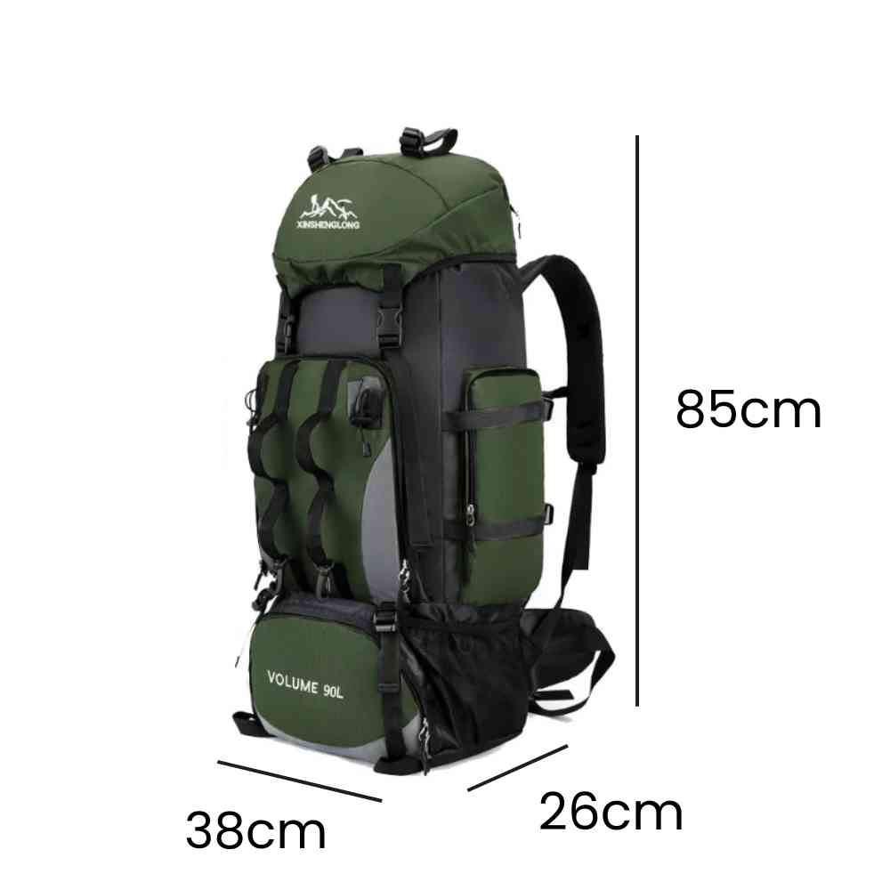 Mochila Viagem Cargueira 90L Aventureira Impermeável Verde da loja urbanno 0006