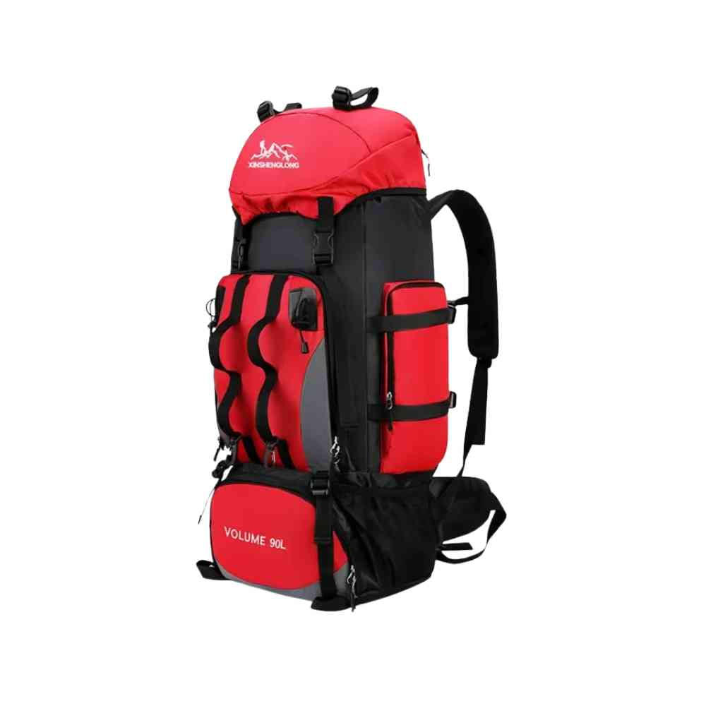 Mochila Viagem Cargueira 90L Aventureira Impermeável Vermelha da loja urbanno 0001