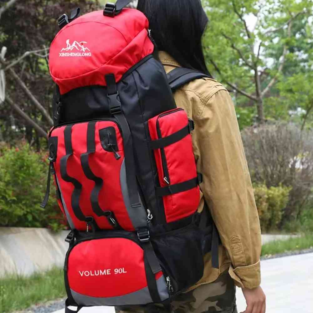 Mochila Viagem Cargueira 90L Aventureira Impermeável Vermelha da loja urbanno 0002