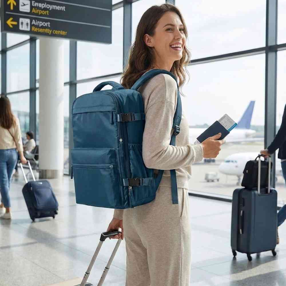Mochila de Viagem Azul com Compressão a Vácuo para Notebook 15.6 polegadas da loja urbanno 0002