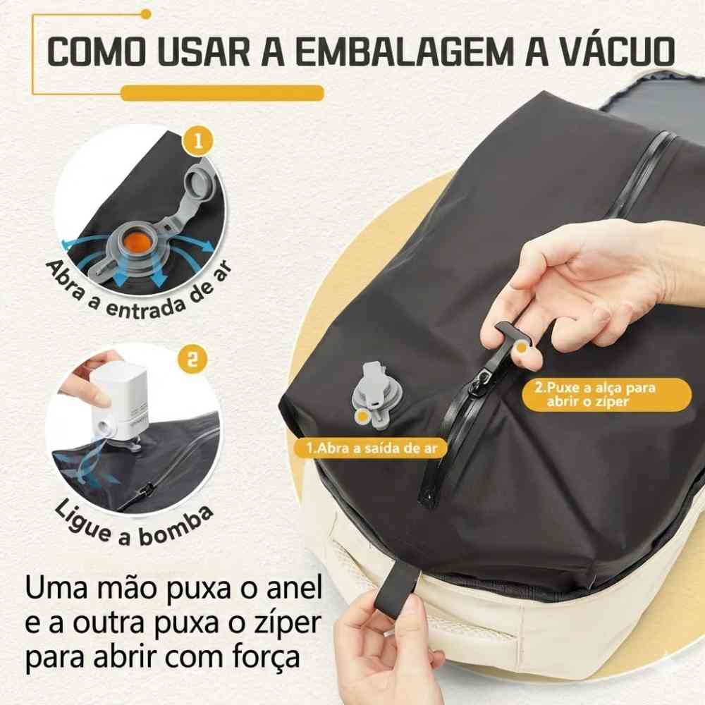 Mochila de Viagem Bege com Compressão a Vácuo para Notebook 15.6 da loja urbanno 0003