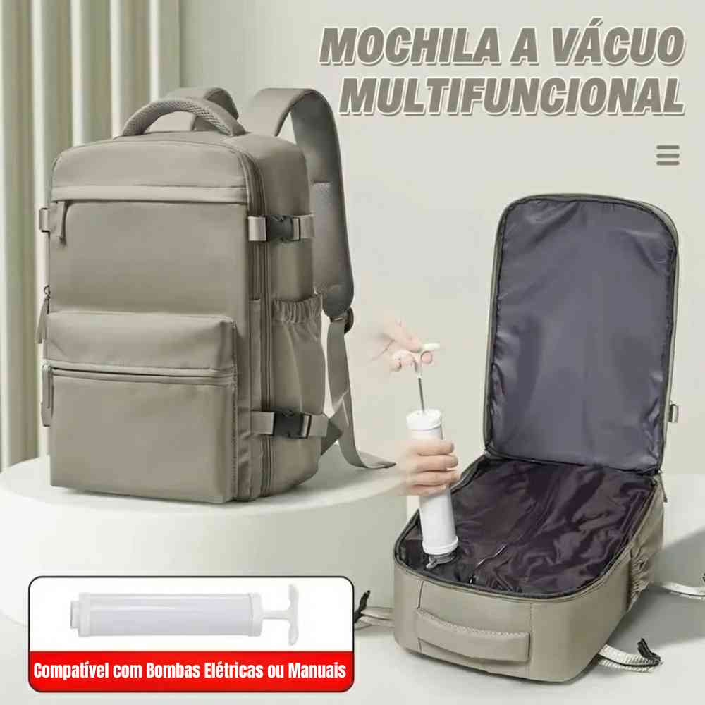 Mochila de Viagem Khaki com Compressão a Vácuo para Notebook 15.6 polegadas da loja urbanno 0003