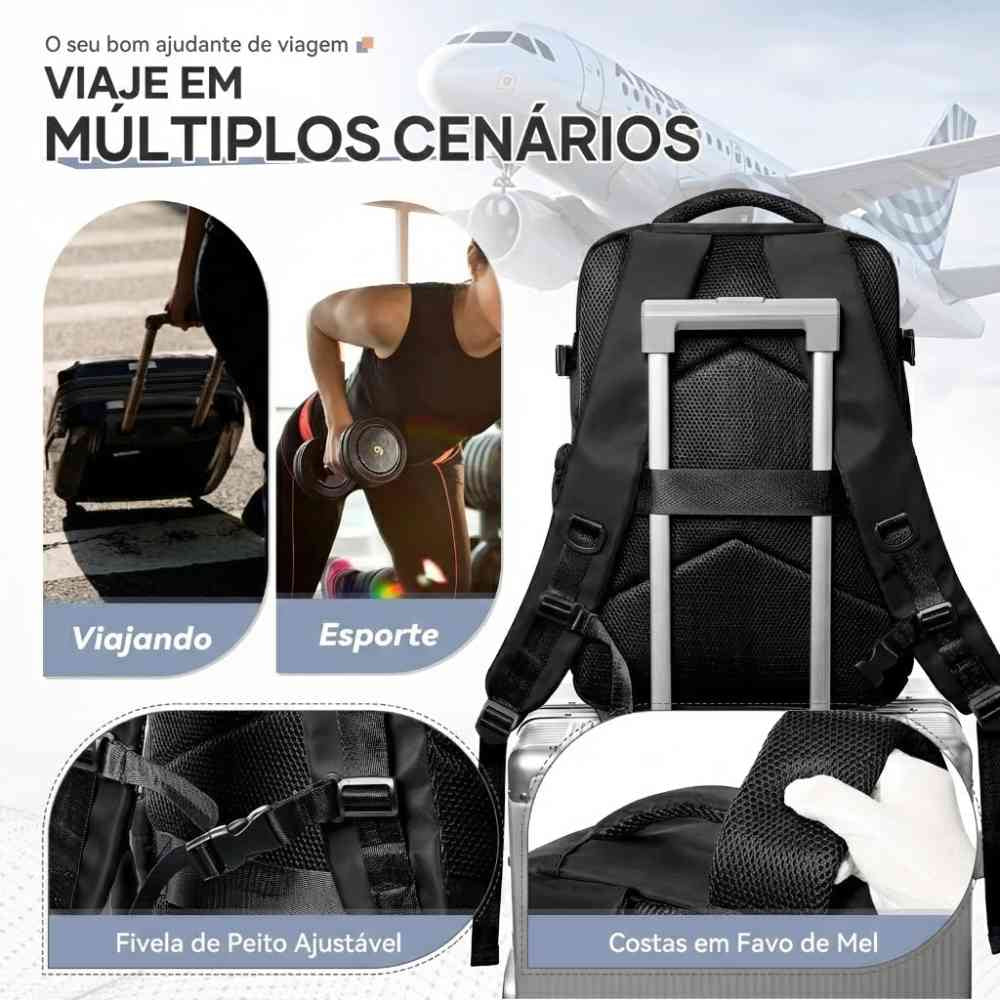 Mochila de Viagem Preta com Compressão a Vácuo para Notebook 15.6 polegadas da loja urbanno 0003