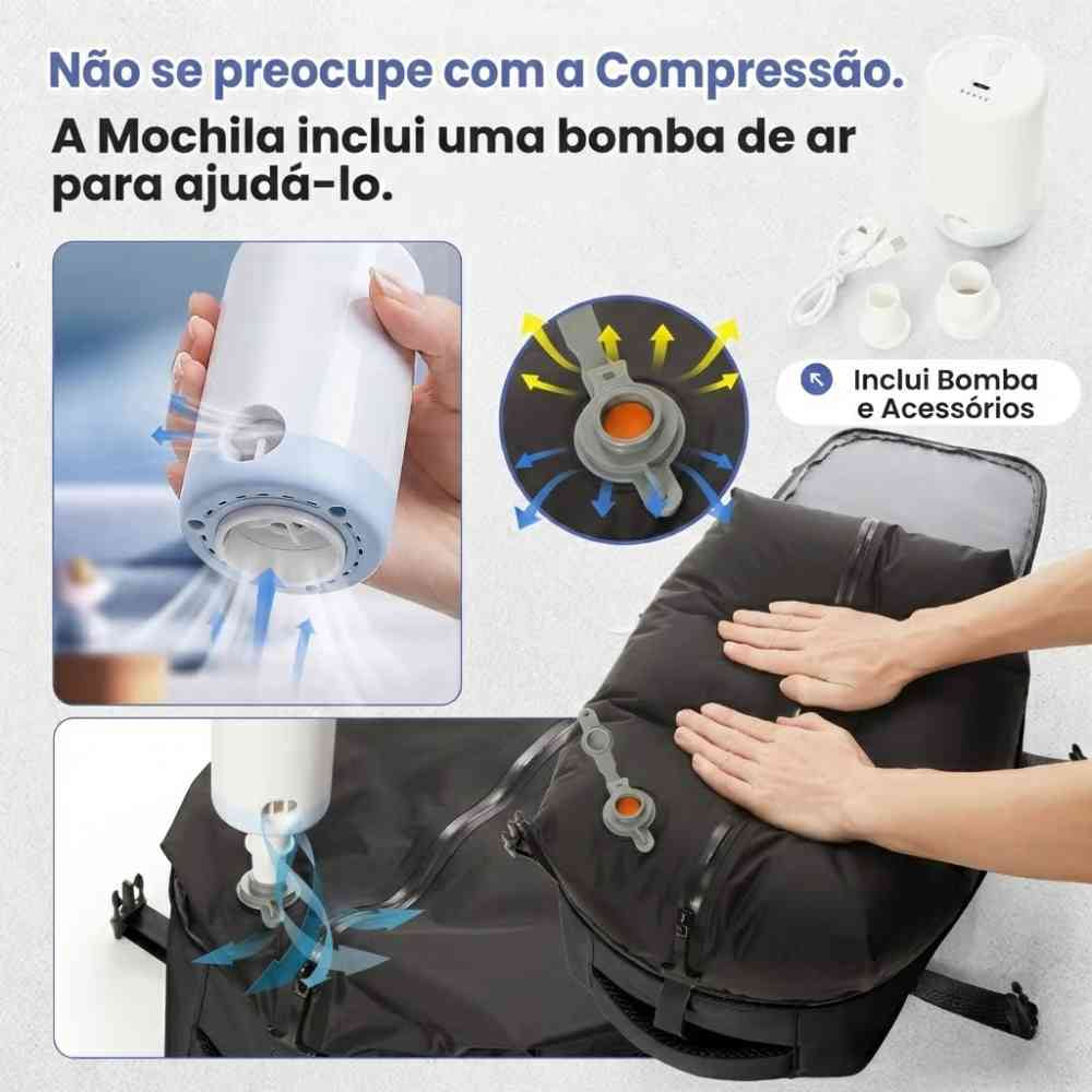 Mochila de Viagem Preta com Compressão a Vácuo para Notebook 15.6 polegadas da loja urbanno 0005