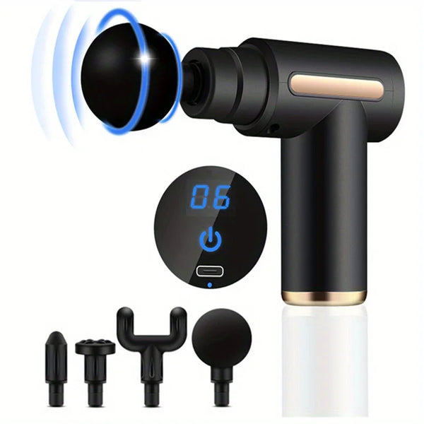 Pistola_Massageadora_Eletrica_Portatil_preto_fundo_branco_da_Urbanno.Perfeita_para_alivio_muscular_pos-treino.imagem_01_loja_urbanno.com.br