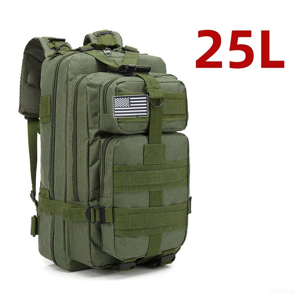 Mochila Militar Tática Impermeável 25L para Dia a Dia e Trabalho Verde
