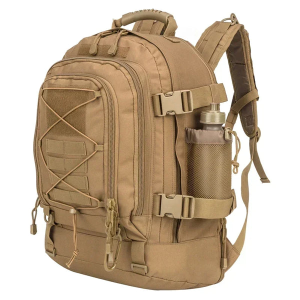 Mochila Tática Expansível 40 a 65L Militar Viagem Impermeável Khaki